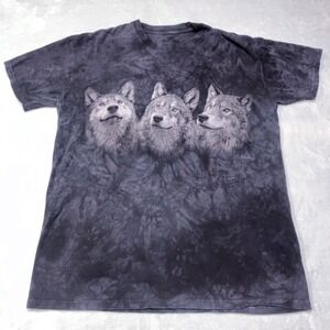 The Mountain 3 Three Wolves T-Shirt Men's Large Animal Print Tie Dye‎ 2015